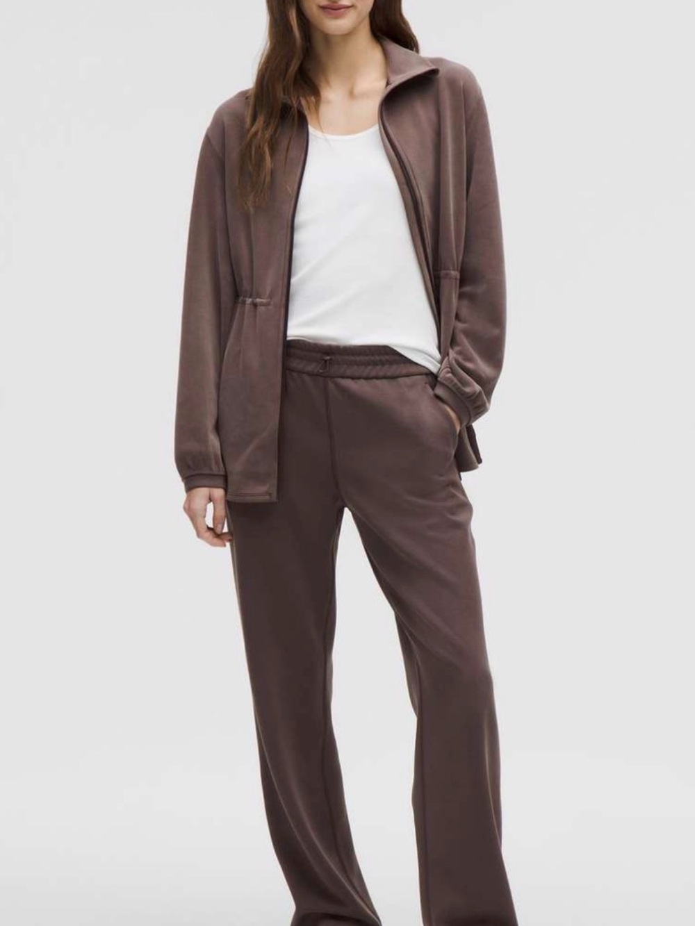 Lululemon Softstreme Cinch-Waist Full-Zip
Jacket and Pant Set in Espresso